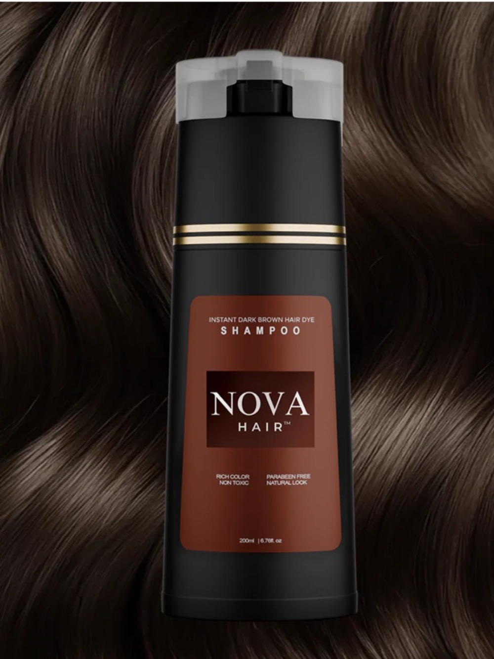 NovaHair Instant Dye Shampoo Dark Brown 200ml